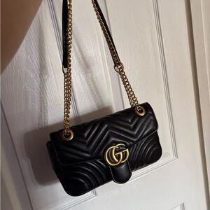 Gucci Black and Gold Quilted Shoulder Bag